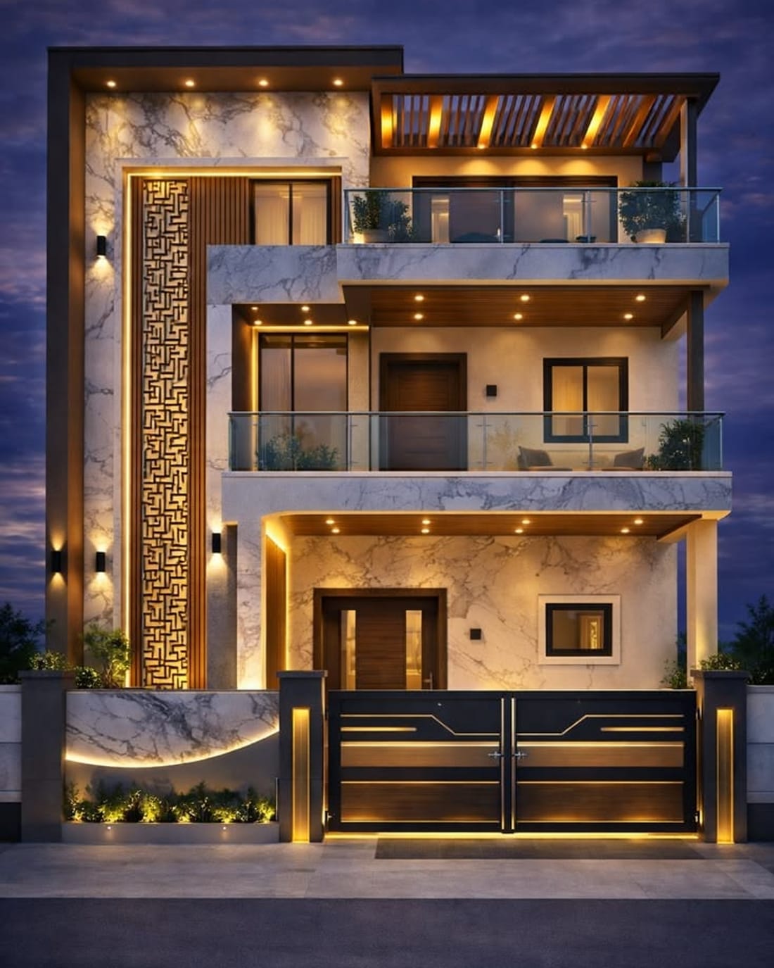 A delivered Shree VistaCon residence with landscaped courtyard